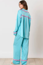 Load image into Gallery viewer, Vintage Blue Satin Tie-front Pajamas
