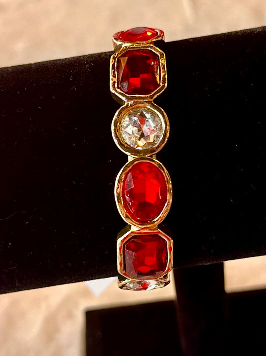 Red & Clear Jewel Stretch Bracelet