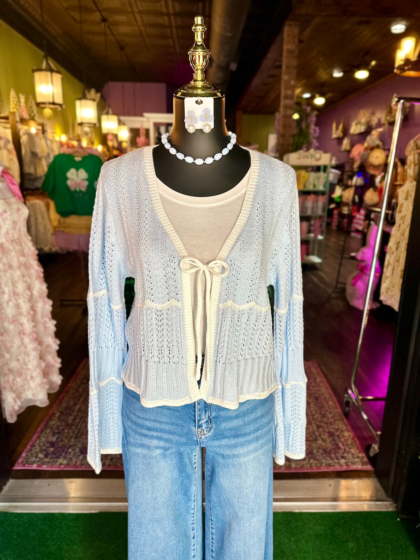Blue Breeze Pointelle Cardigan