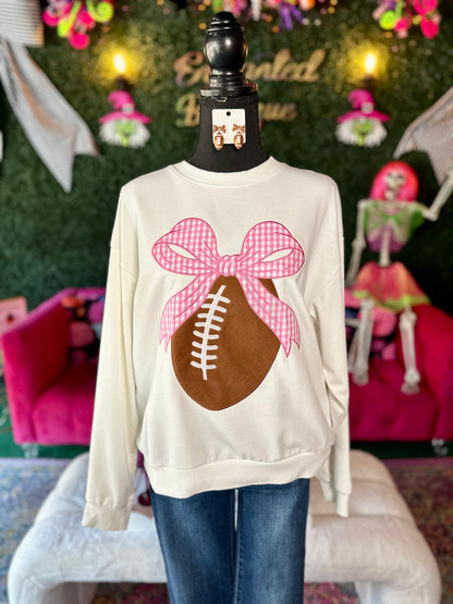 Long Sleeve Football Patchwork Crewneck