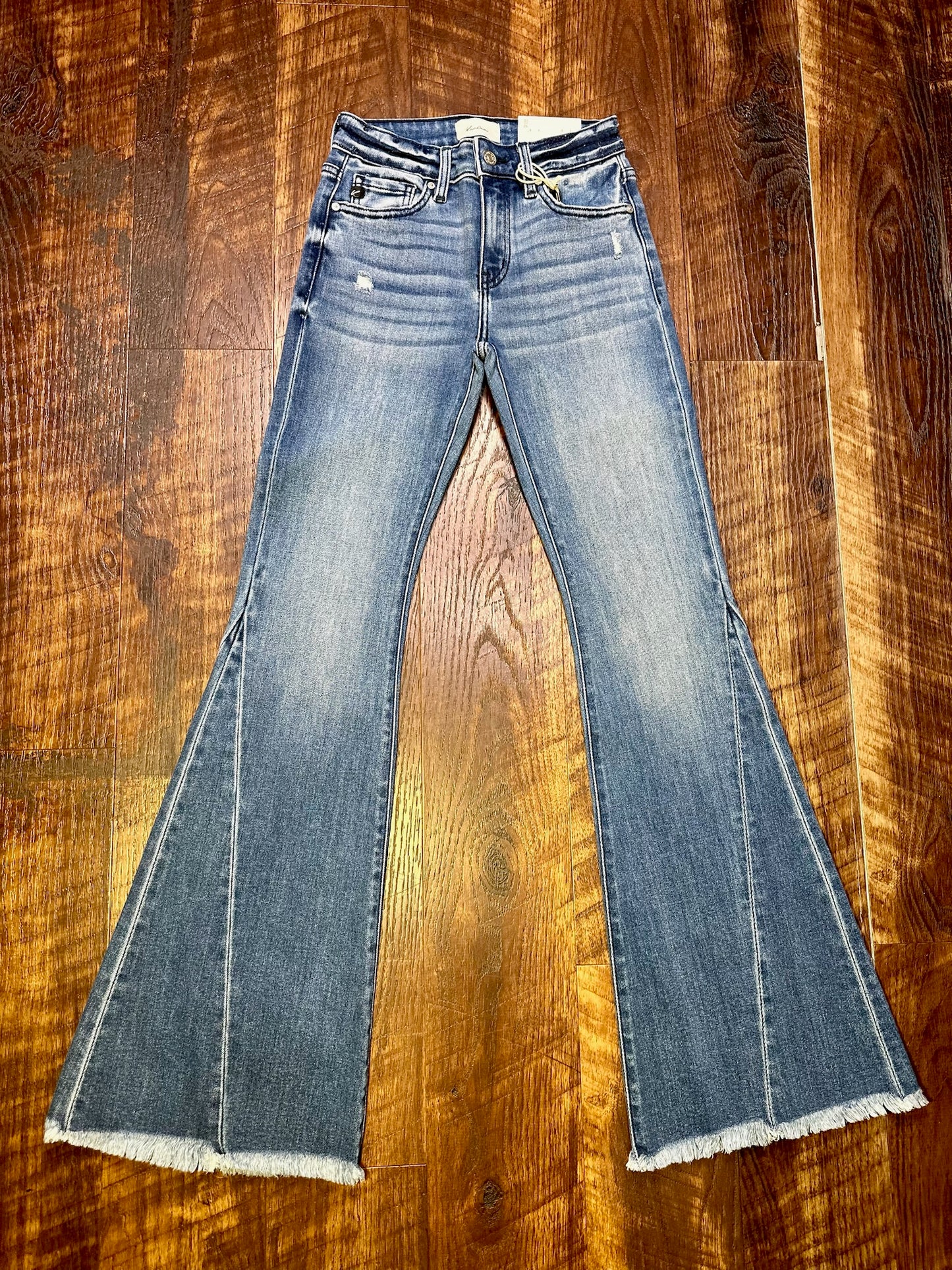 Kancan Dark Wash Mid Rise Flare Jeans