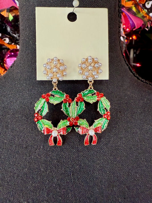 Christmas Wreath Earrings