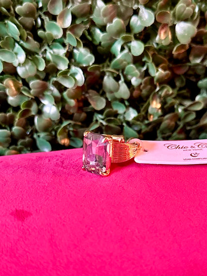 Emerald Cut Stone Adjustable Ring