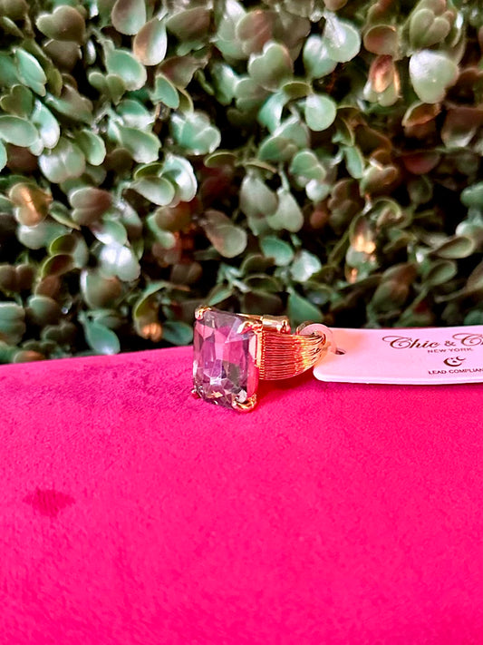 Emerald Cut Stone Adjustable Ring