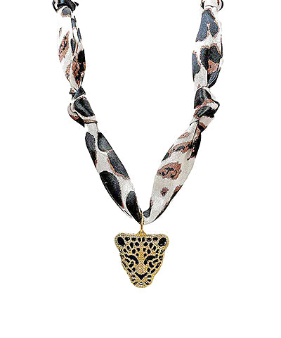 Jaguar Pendant Scarf Necklace
