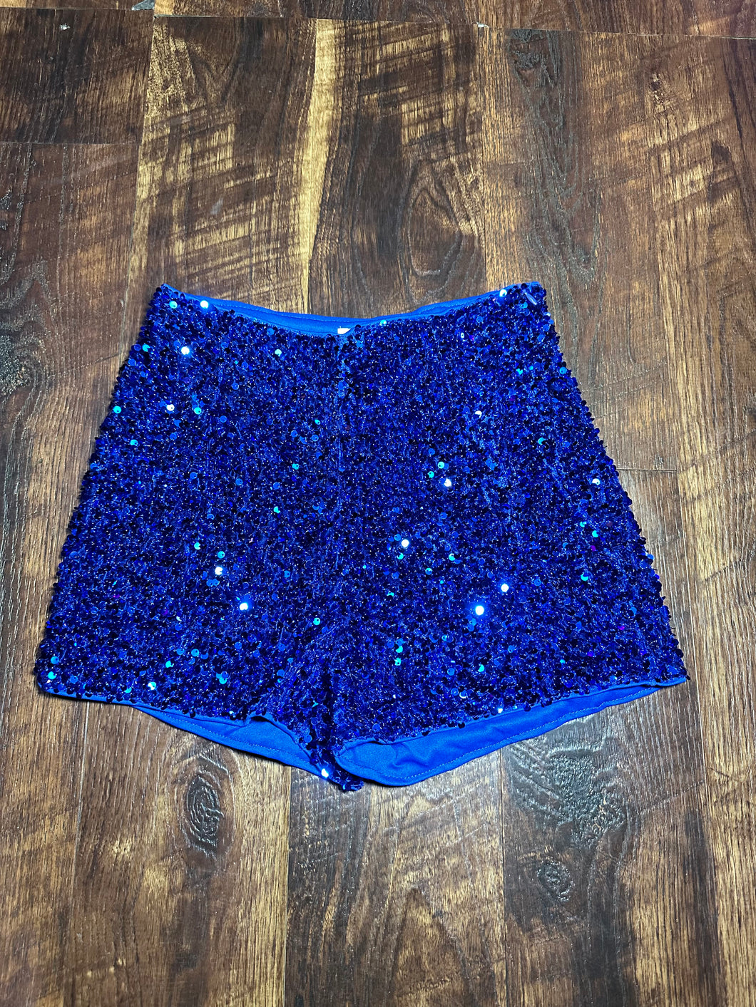 Blue Sequin Shorts