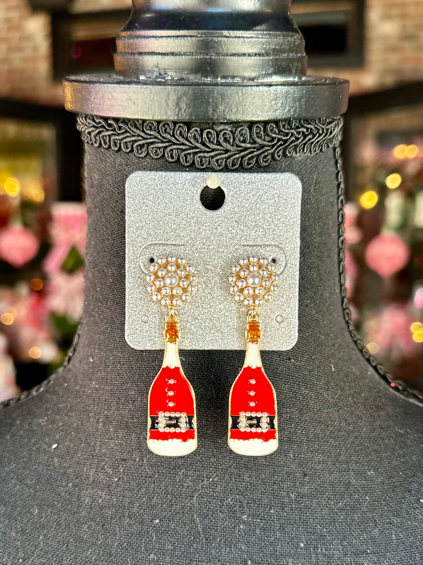 Santa’s Champagne Earrings