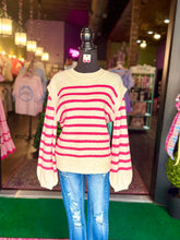 Load image into Gallery viewer, Cream &amp; Pink Striped Sweater
