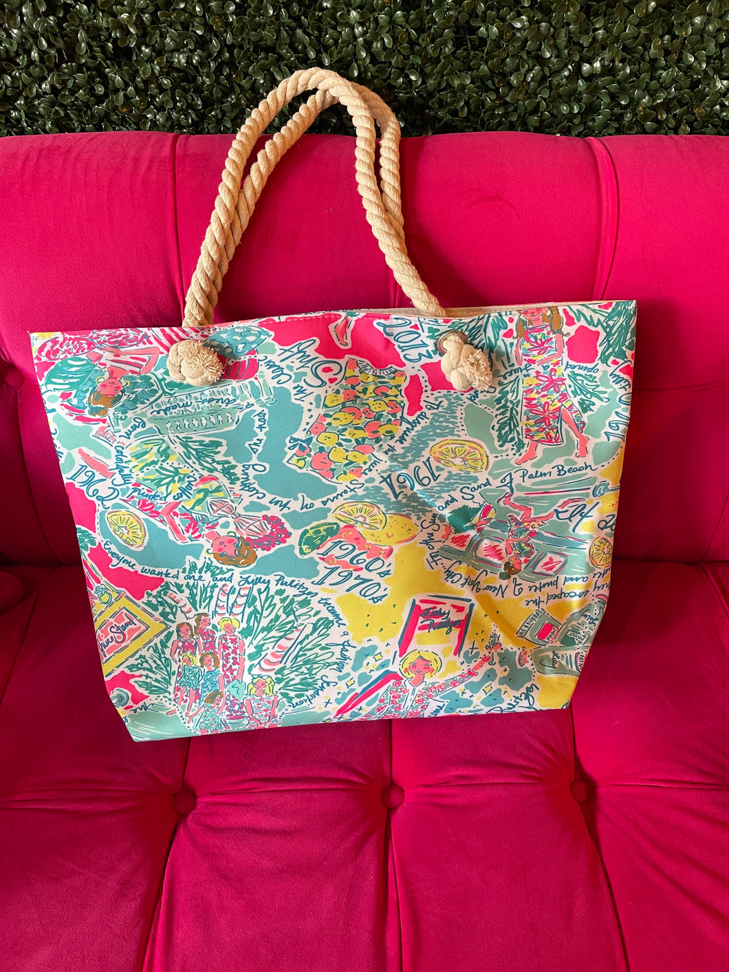 Lilly Print Beach Tote Bag