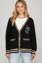 Load image into Gallery viewer, Long Sleeve Bow Patterned Cardigans
