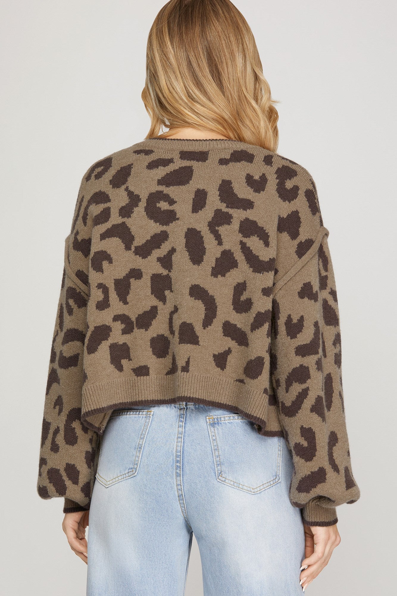 Long Sleeve Leopard Bow Tie Cardigan