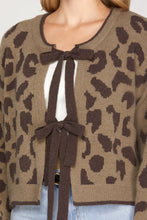 Load image into Gallery viewer, Long Sleeve Leopard Bow Tie Cardigan
