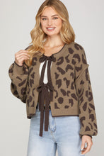 Load image into Gallery viewer, Long Sleeve Leopard Bow Tie Cardigan
