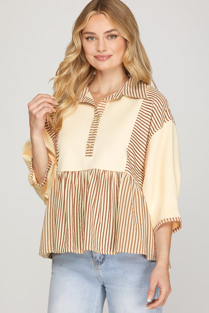 Striped Half Sleeve Top