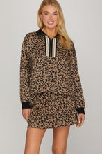 Load image into Gallery viewer, Leopard Half Zip &amp; Skirt Set
