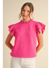 Load image into Gallery viewer, Hot Pink Textured &amp; Pearl Embellished Top
