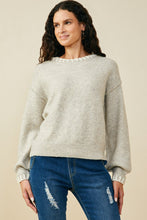Load image into Gallery viewer, Grey &amp; White Contrast Stitch Sweater
