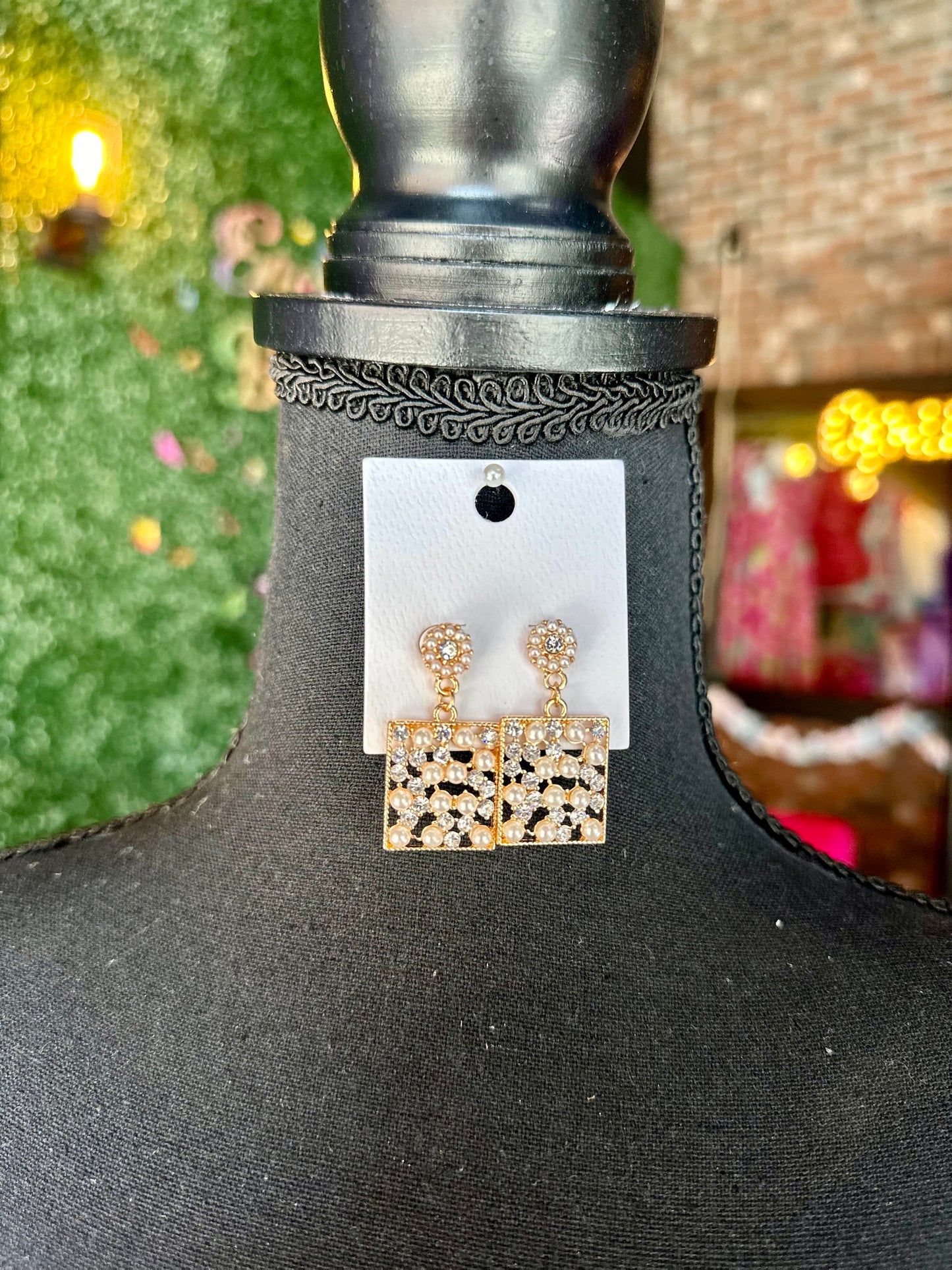 Pearl & Crystal Dangling Earrings