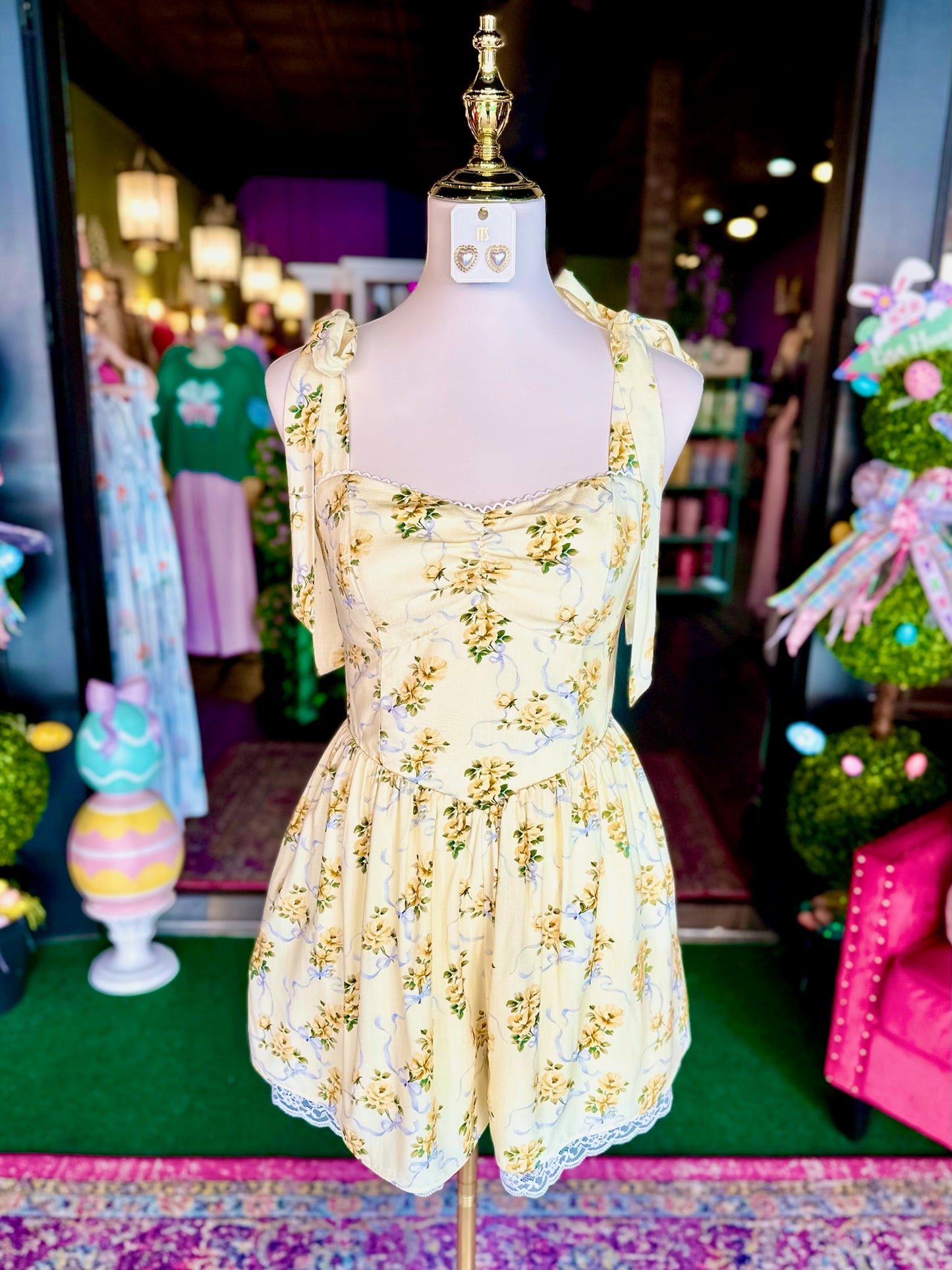 Lemon Lace Daydream Floral Romper
