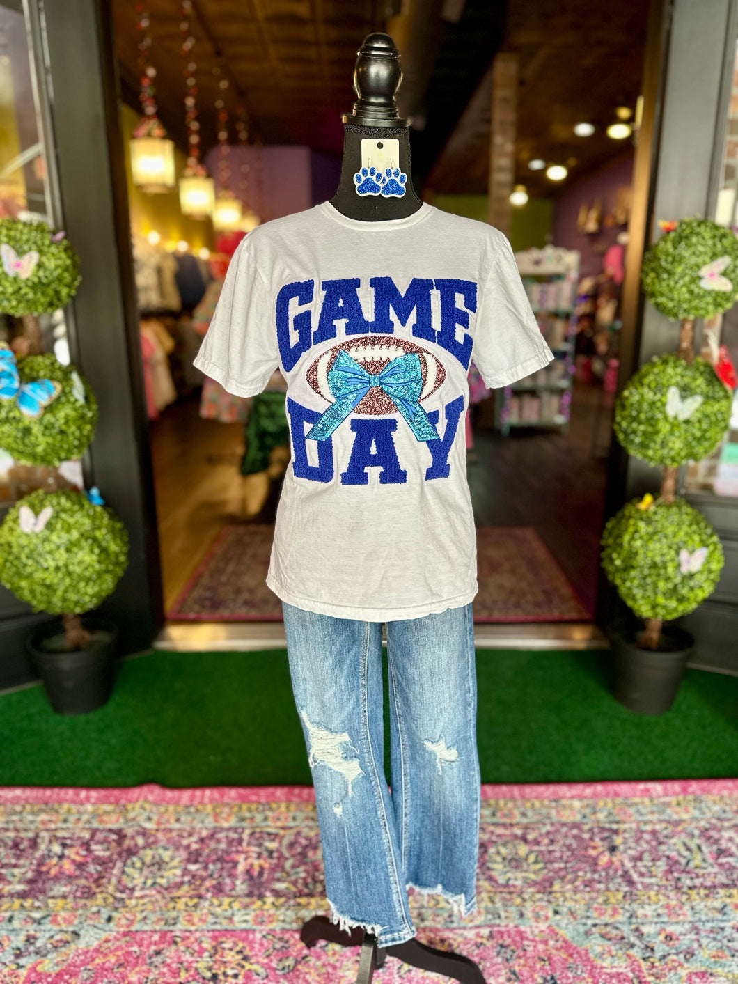 Royal blue chenille game day tee