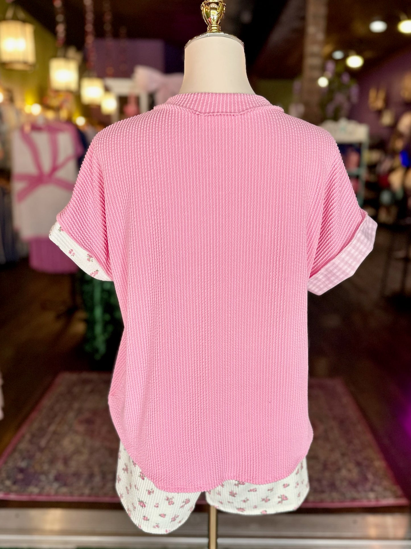 Pink Gingham Blossoms Set