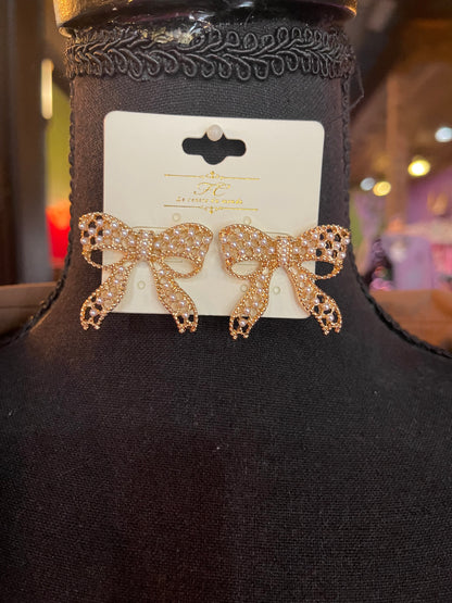 Gold Dipped Bow Drop Earrings