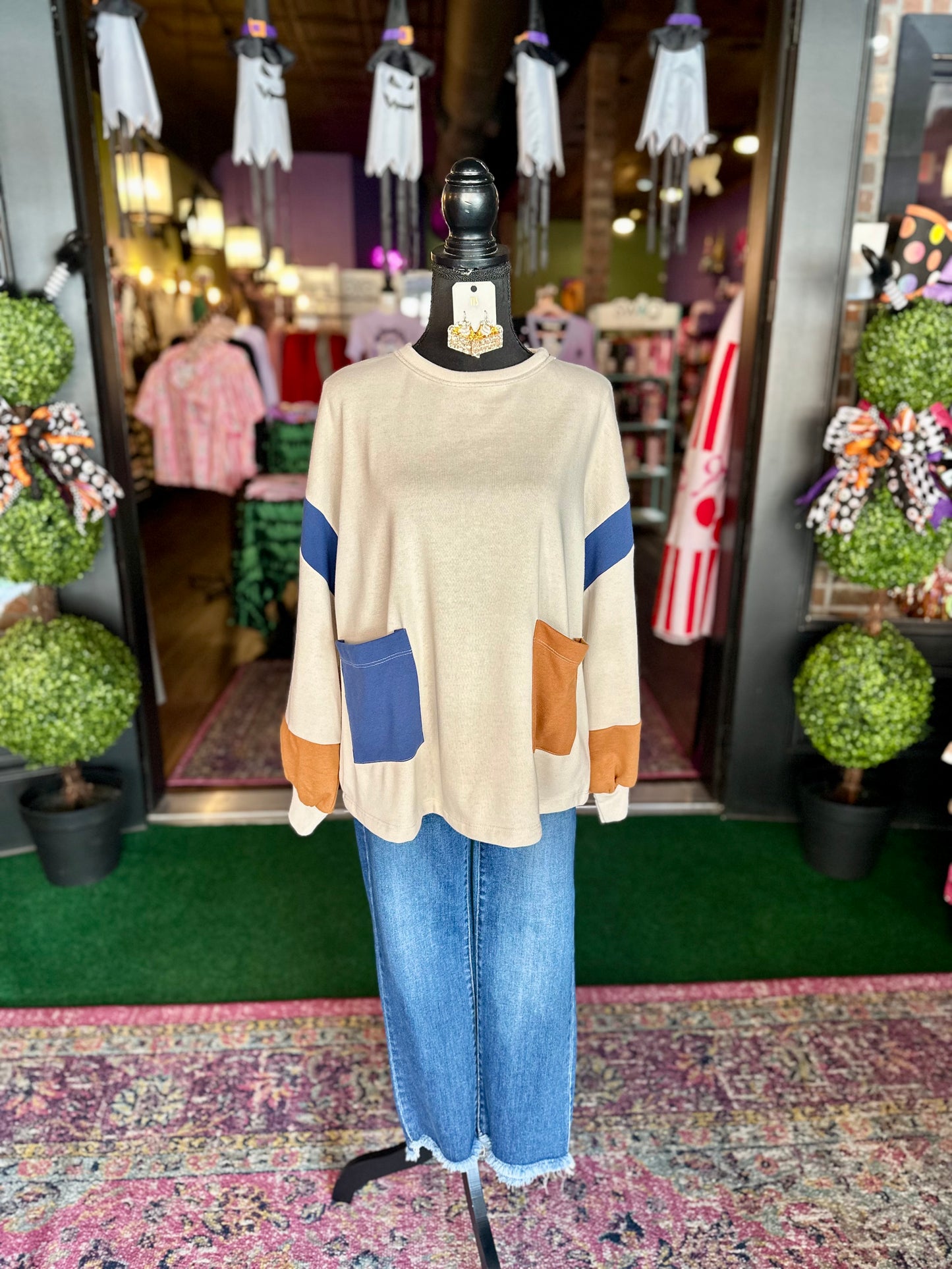 Beige ColorBlock Top