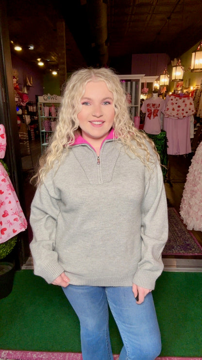 Light Grey Quarter Zip Sweater
