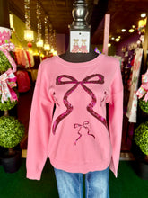 Load image into Gallery viewer, Pink Sequin Bow Sweater
