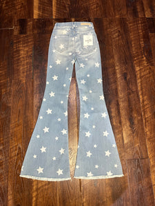 High-Rise Star Print Flare Jeans