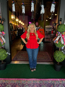 Red Bow Front Blouse