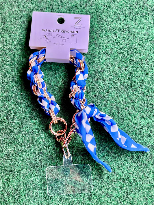 Blue & White Gameday Scarf Phone Wristlet