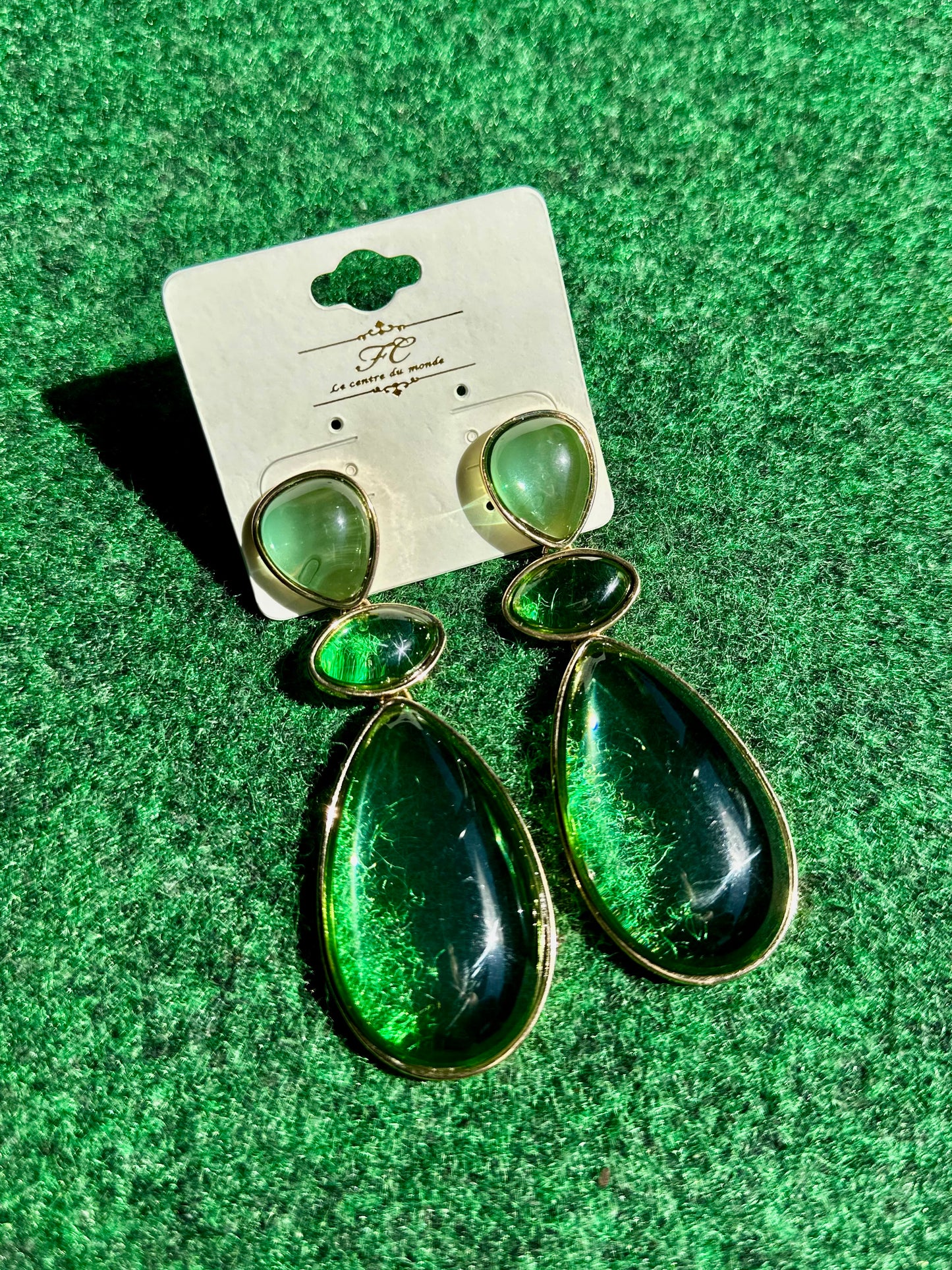 Lime Triple Teardrop Dangling Earrings
