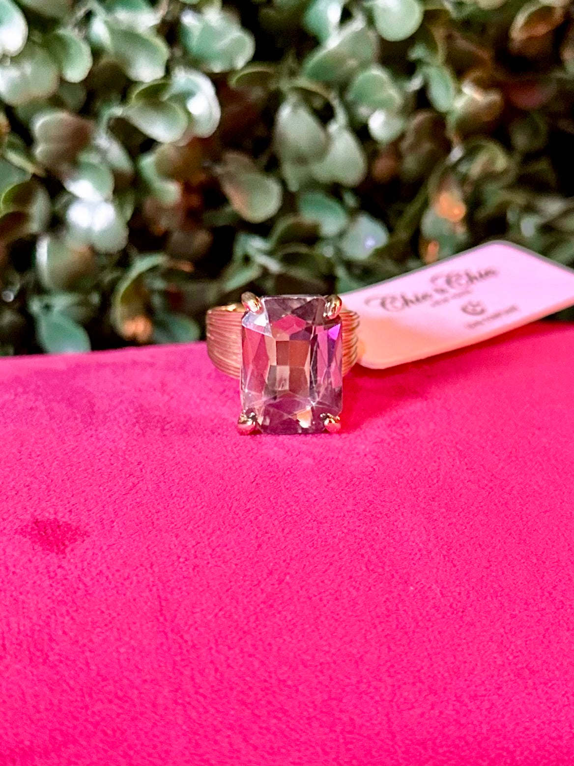 Emerald Cut Stone Adjustable Ring