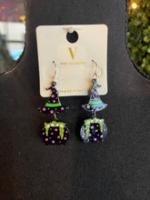 Load image into Gallery viewer, Witch Cauldron &amp; Hat Dangling Earrings
