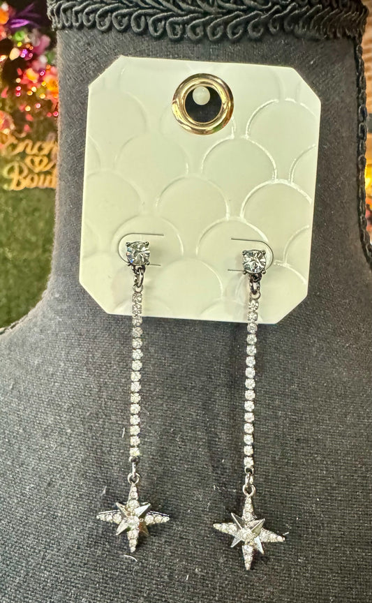 Black Rhinestone Star Dangles