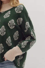 Load image into Gallery viewer, Hunter Green Botanical Print Sweater
