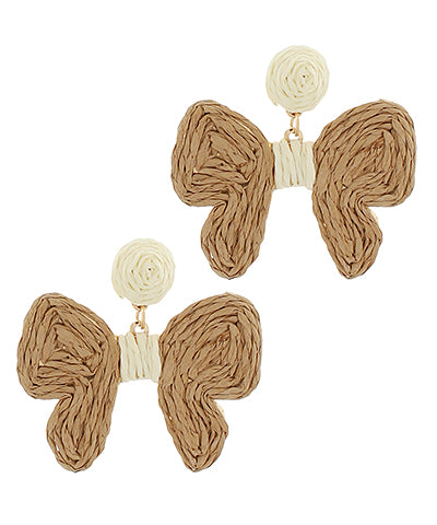 Natural Raffia Bow Earrings