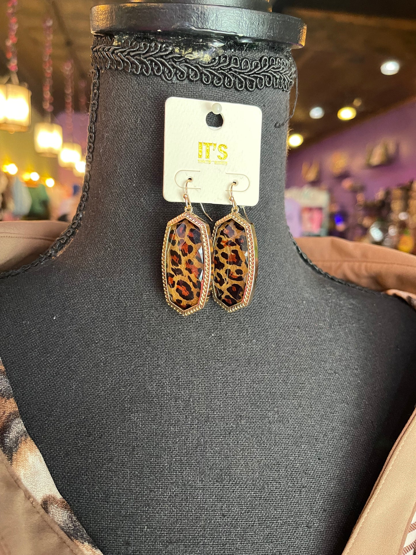 Leopard Hexagon Earrings