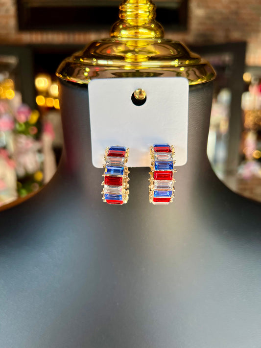 Patriotic Jeweled Hoops