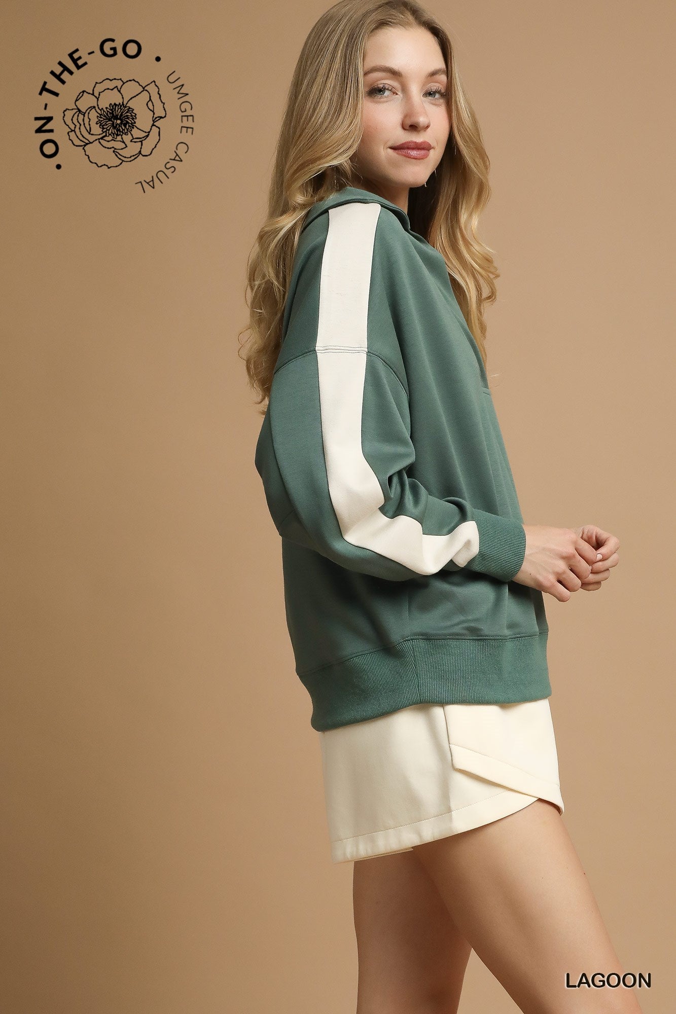 Lagoon Luxeknit Colorblock Polo Sweatshirt