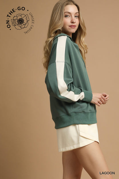 Lagoon Luxeknit Colorblock Polo Sweatshirt