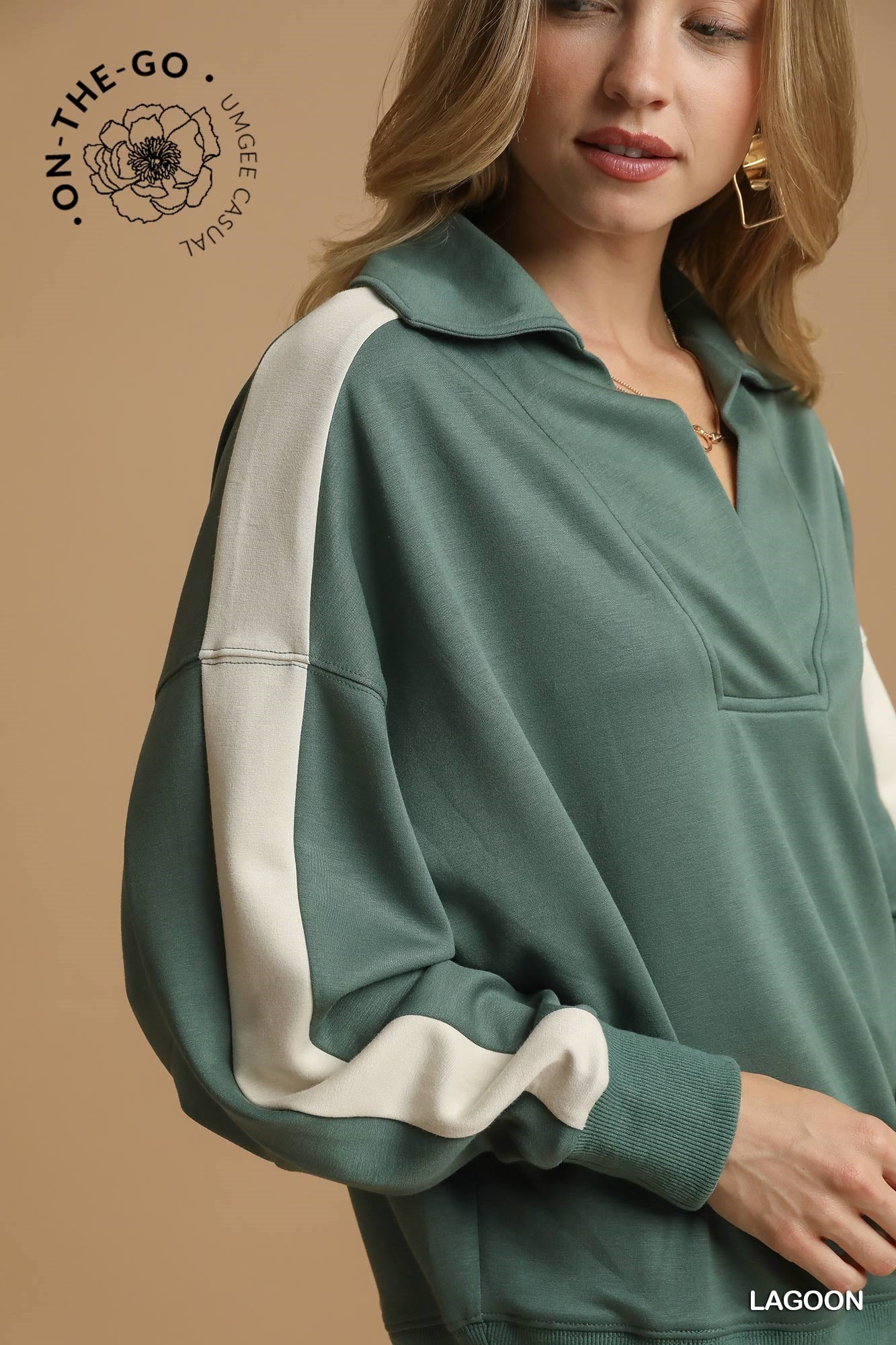 Lagoon Luxeknit Colorblock Polo Sweatshirt