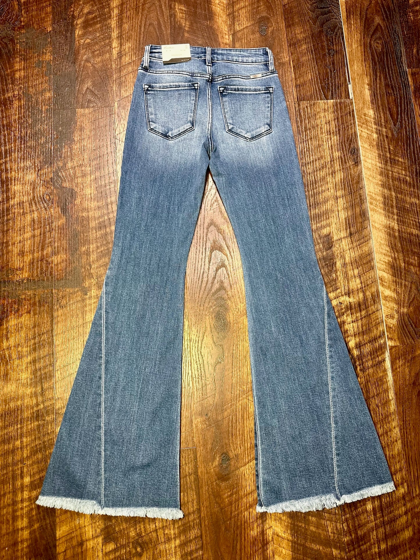 Kancan Dark Wash Mid Rise Flare Jeans