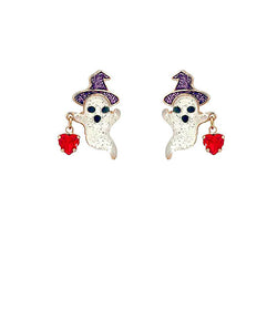 Glittery Ghost & Heart Jewel Earrings