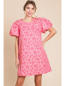 Pink Floral Jacquard Dress