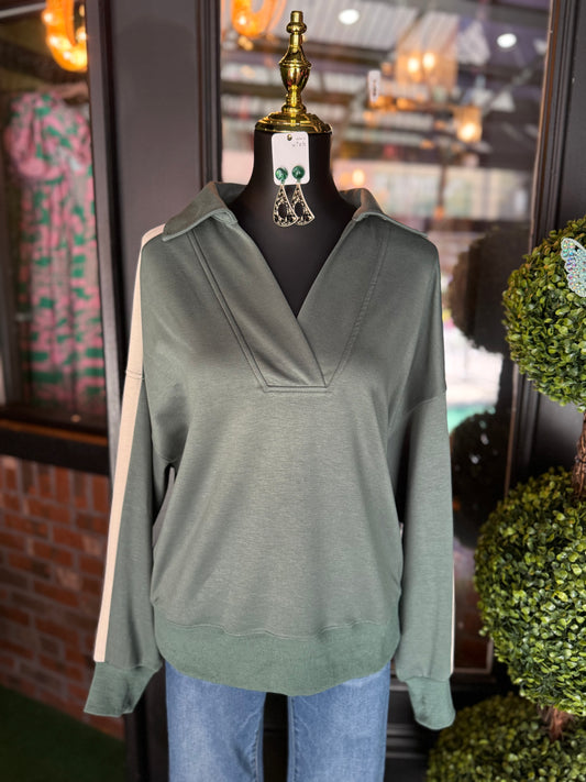 Lagoon Luxeknit Colorblock Polo Sweatshirt