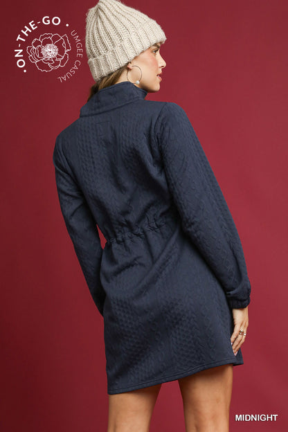 Cable Knit Quarter-Zip Mini Dresses