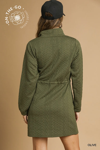 Cable Knit Quarter-Zip Mini Dresses