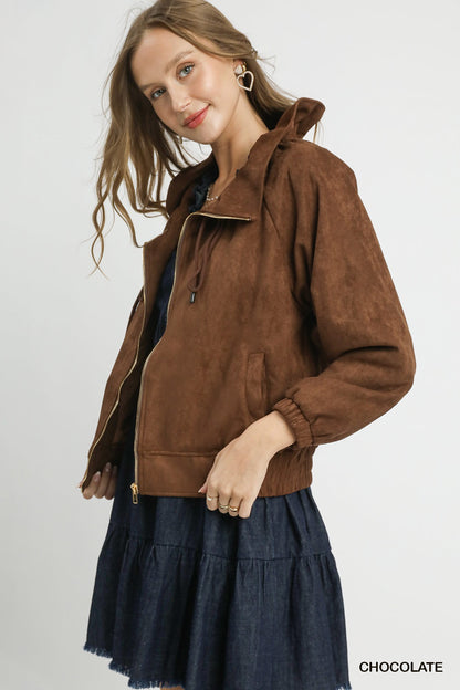 Chocolate Faux Suede Jacket